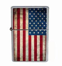 American Flag Flip Top Oil Lighter R1 Smoking Cigarette Silver Case Included - £7.07 GBP