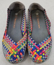 BM Bernie Mev Catwalk Slip On Shoes Multi Color Woven Rainbow Womens Siz... - $19.98