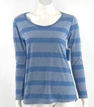 LuLaRoe Lynnae Top Size Small Blue Gray Striped Long Sleeve Tee Shirt Wo... - $13.86