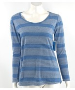 LuLaRoe Lynnae Top Size Small Blue Gray Striped Long Sleeve Tee Shirt Wo... - $13.86