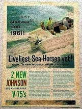 1960 Print Ad Johnson Sea-Horse V-75 Outboard Motors Family in Boat - $9.28