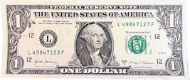 $1 One Dollar Bill 49847123 gas pump misprint fancy serial number - £3.94 GBP