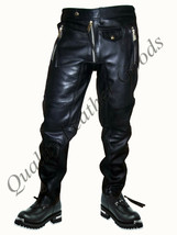 100% Genuine Premium Leather Mens J EAN S With Spandex Pants Trousers Biker 25FN - £73.95 GBP