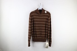 Deadstock Vtg 90s Streetwear Womens L Striped Textured Knit Turtleneck Sweater - £47.44 GBP