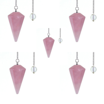 Bulk 5 Pcs Natural Pink Rose Quartz Crystal Gemstone Dowsing Pendulums - £31.71 GBP
