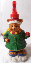 SEI Resin Christmas Dressed Outfit Teddy Bear Soap Filled Pump Dispenser 8 1/4&quot; - $15.88