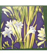 Fabric Hoffman 10&quot; x 10&quot; Square Bluebells Green Stems on Royal Backgroun... - $3.15 CAD