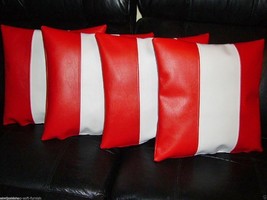 Red Genuine Soft Lambskin Leather Pillow Cushion Cover Case Home Set Handmade - £30.68 GBP