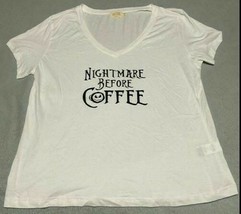 &quot;Nightmare Before Coffee&quot; Women&#39;s White Oversized Graphic Tee Size M by ... - $11.98