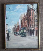 Vintage oil painting Hong Kong 1950s Tram Trolley Asian Artist - £122.94 GBP