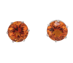 Platinum 5.63 Carat TW Irai Orange Genuine Natural Citrine Stud Earrings... - €634,80 EUR