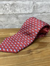 Tommy Hilfiger Red Pattern Sharks 100% Silk Necktie Made In US Italian Silk - £14.72 GBP