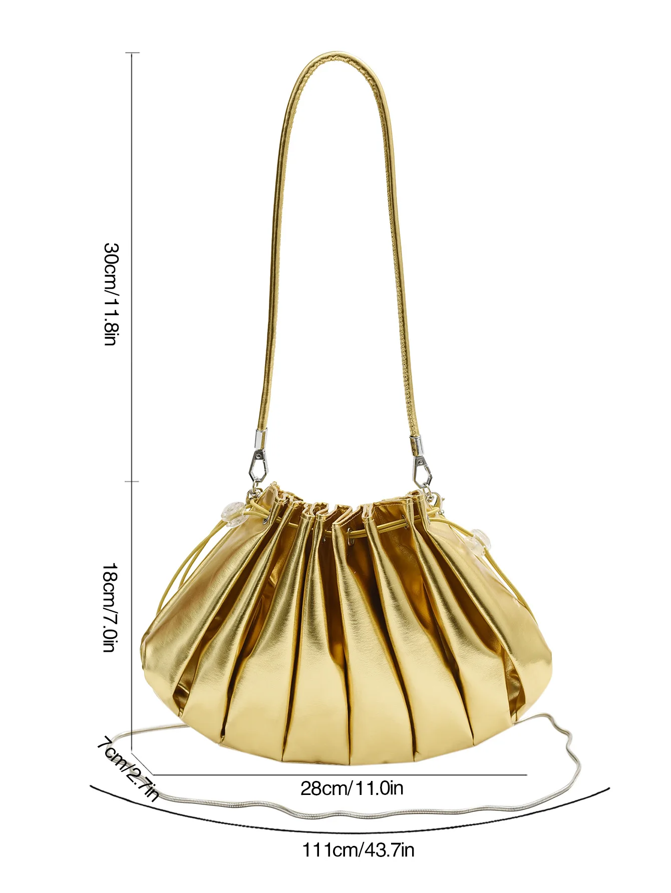 Summer Silver  Color Pleated  Bag Women Drawstring Design Ladies Soft Leather  A - $77.02