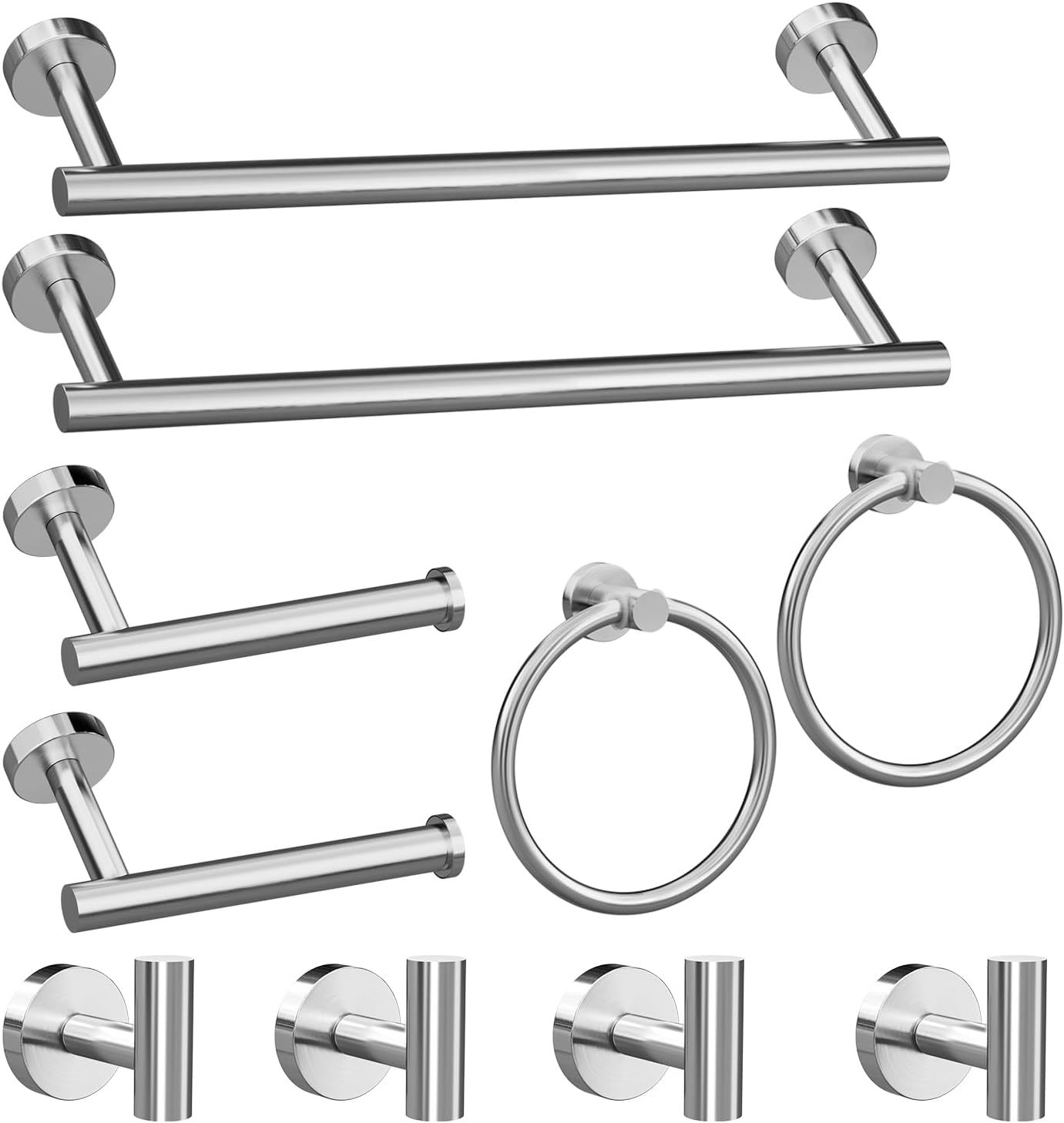 Round Brushed Nickel Bathroom Hardware: 10 Pieces Stainless Steel Bath - $51.93
