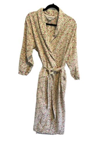 Primary image for THE VERMONT COUNTRY STORE Womens Floral Flannel Bathrobe Robe Belted Sz S