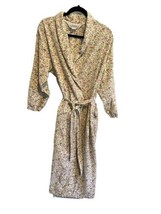 THE VERMONT COUNTRY STORE Womens Floral Flannel Bathrobe Robe Belted Sz S - $37.43