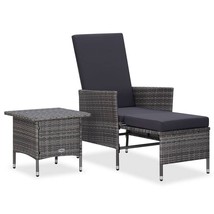 2 Piece Patio Lounge Set with Cushions Poly Rattan Gray - $4,190.36 MXN