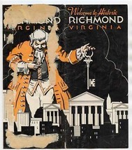 Welcome to Historic Richmond Virginia Brochure 1940&#39;s Wonderful City Map  - £18.71 GBP