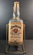RARE Vtg One Half Gallon Jim Beam Empty Embossed Glass Bottle with pour stand - £95.37 GBP