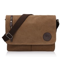 Men&#39;S Briefcase Vintage Brown Laptop Bag Canvas Messenger School Satchel Work - £53.54 GBP