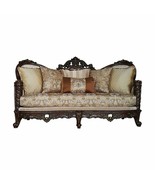 39&quot; Beige Floral Sofa And Toss Pillows With Dark Brown Legs - $5,247.19 CAD