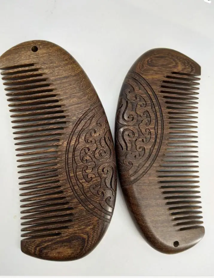 Sporting 1 PC A natural glossy green sandalwood wood hair combs Professional ant - £18.44 GBP