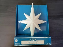 NEW holiday Time Christmas 11&quot; Frosted Liberty Star Tree Topper with Warm White - £17.45 GBP