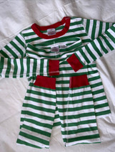 Hanna Andersson PJ&#39;s Pajamas Size 140 White Green Holiday Christmas - $24.74