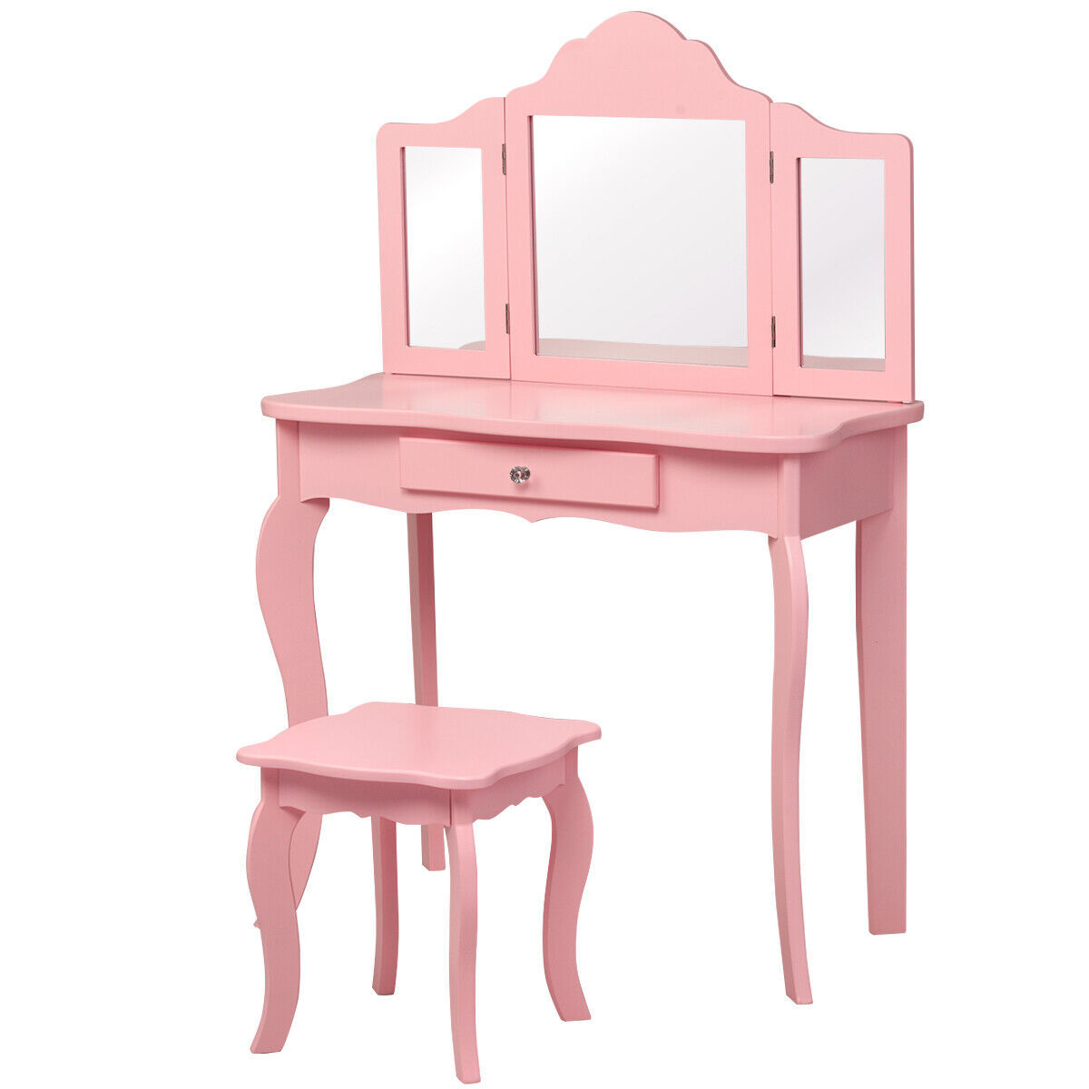 Primary image for Kids Vanity Table Stool Set Princess Dressing Makeup Play Set Girls Gift Pink