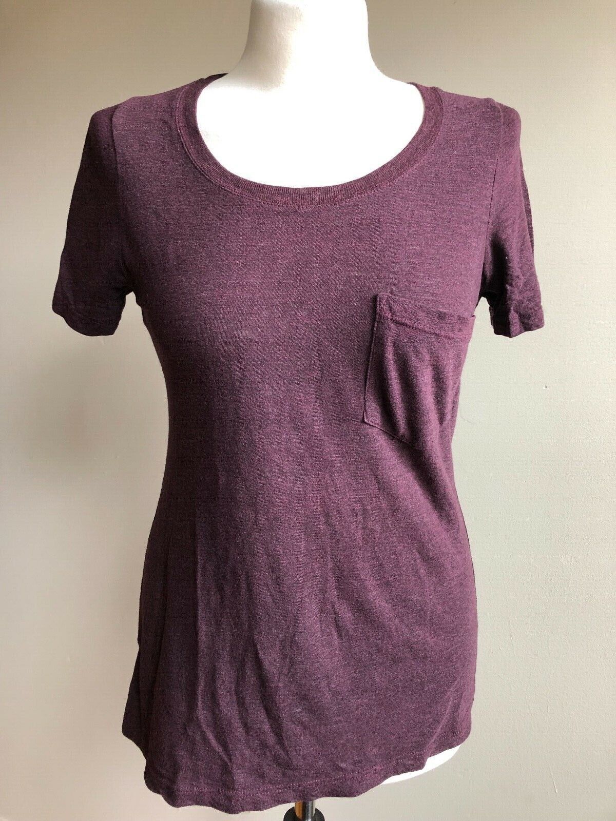 Monrow XS Purple Short Sleeve T-Shirt Top Colorblock Pocket USA - $15.20