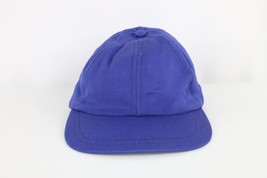 NOS Vintage 60s Streetwear Blank Leather Lined Fitted Hat Cap Blue USA 7 1/8 - £38.91 GBP