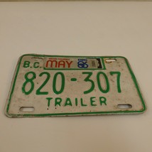 BC British Columbia Trailer License Plate Vintage EXPO 1986 Green White - £11.87 GBP