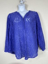 Torrid Womens Plus Size 3 (3X) Sheer Purple Floral Lace V-neck Top Long Sleeve - £16.96 GBP