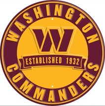 Washington Commanders NFL Licensed Embossed 12&quot; Diameter Circular Sign NEW! - £13.29 GBP
