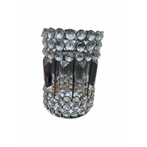 American Style Clear Silver Glass Crystal Votive Holder Decorative Candle 7&quot; New - $23.67