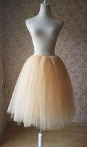 Apricot A-line Tulle Midi Skirt Women Custom Plus Size Fluffy Tulle Skirt image 1