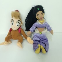 Disney Store Aladdin Bean Bags Jasmine Abu Plush Stuffed Animal 8&quot; Lot of 2 - £16.84 GBP