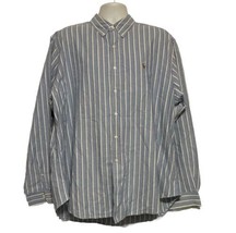 Polo Ralph Lauren Knit Oxford Shirt Mens 2XL Classic Fit Blue Striped Fl... - £13.90 GBP