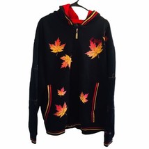 Mens COOGI Fall Leaves AOP Hooded Full Zip Sweatshirt Size 2XL Embroidered - £52.96 GBP