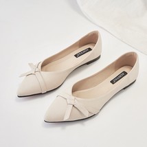 Women Flats White Beige Flat Heel Shoes for Ladies Leather Soft Sole Foldable Fl - £31.23 GBP