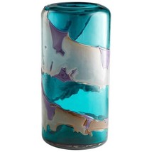 Vase Cyan Design Ahoy Cylindrical Blue Art Glass - £151.05 GBP
