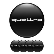 Set 4 Audi Quatro Top Quality Emblem Domed Center Wheel Hub Cap Silicone Sticker - £7.50 GBP+