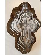 Vintage Metal Religious Cross Swivel Design 3D Wind Spinner with Optical... - $437.24 MXN