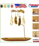Elegant Gold Feather Tea Light Holder - Spinning Candle Centerpiece for ... - $350.07 MXN