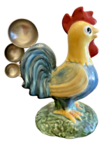 Rooster Chicken Measuring Spoon Holder with Metal Spoons Ceramic Vintage 6.75 In - £22.88 GBP