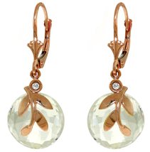 Galaxy Gold GG 14k Rose Gold Leverback Earrings with White Topaz and Dia... - £288.30 GBP+