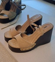 ZARA BNWT 2025. SAND BROWN SPLIT SUEDE LEATHER STUDDED SANDALS. 2360/610... - $107.81