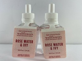Lot 2 Bath Body Works Wallflowers Bulb Refill .8 oz ROSE WATER &amp; IVY - £15.81 GBP