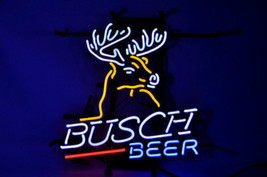 Busch Light Deer Budweiser Beer Bar Pub Real Glass Tube Neon Light Sign 16&quot; x15&quot; - £111.11 GBP