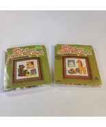 Vintage Jiffy Needlepoint TEDDY BEAR #5611 And Giraffe #5612 Sunset Designs - $272.80 MXN